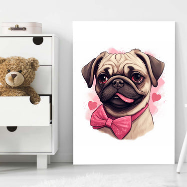 Cute Valentine Puppy Heart, Valentine Dog Canvas Print, Cute Pug Love Canvas Wall Art, Valentine's Dog Painting, Valentine's Canvas, Pet Lover, Valentines Gift